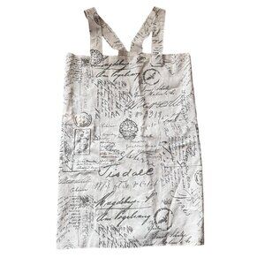 Z Handmade Letter Print Apron Linen Cotton Popover Wrap Open Back Crafts Cooking